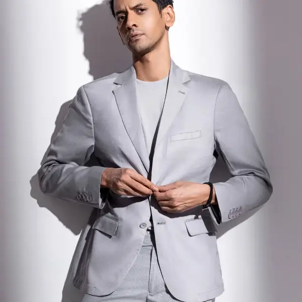 Grey Textured Man Blazer