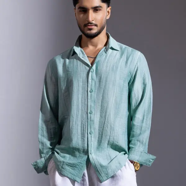 Aquifer Cotton Man Casual Modern Shirt