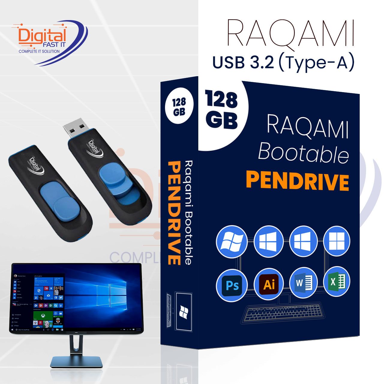 Raqami Bootable Pendrive 128GB – Multi OS + Software