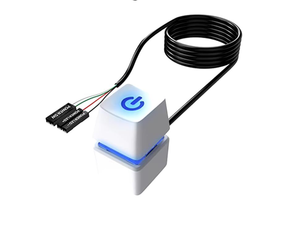 1.8 মিটার LED লাইট সহ কম্পিউটার ডেস্কটপ পাওয়ার সুইচ | External PC Start Button (White)