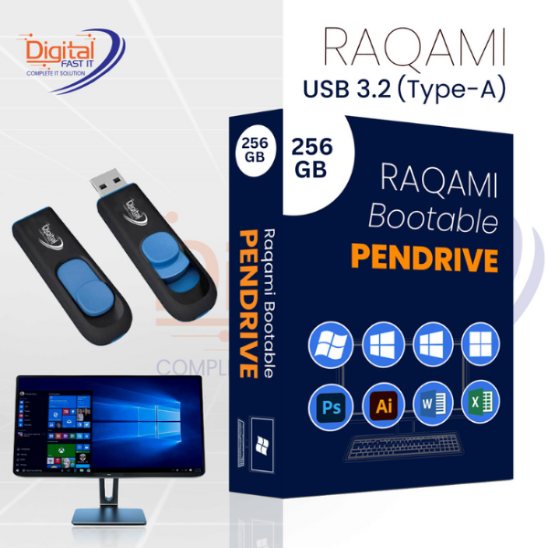 Raqami Bootable Pendrive 256GB – Multi OS + Software