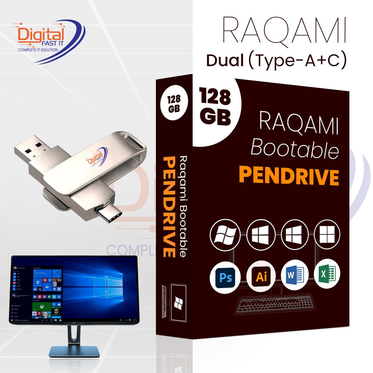 Raqami Bootable Pendrive – 128GB (Type-C Edition)